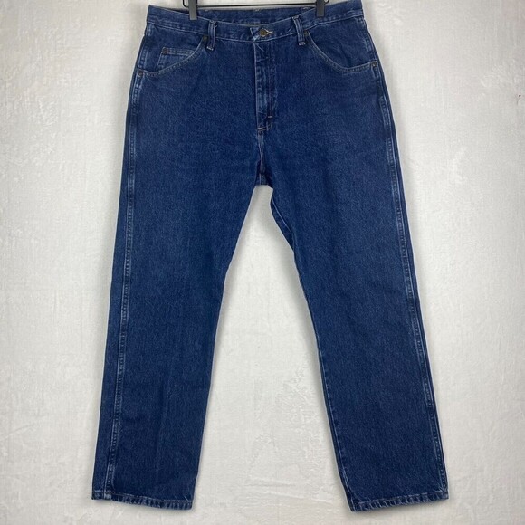 Wrangler Jeans Mens Size 36 Blue Jeans Casual Straight Leg Pockets Pants - Picture 1 of 11